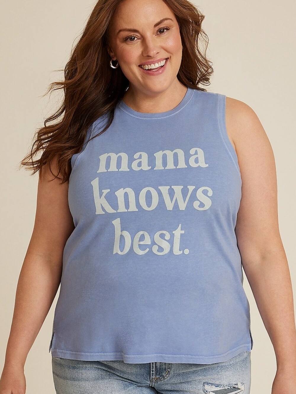 Maurices Dusty Blue 'mama knows best' Graphic Tank Size XXL